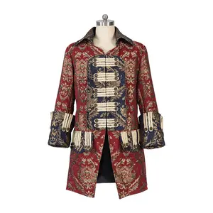 Men's Steampunk Vintage Tailcoat Jacket Gothic Victorian Frock Coat Mens Buccaneer Pirate Costume Trench Coat