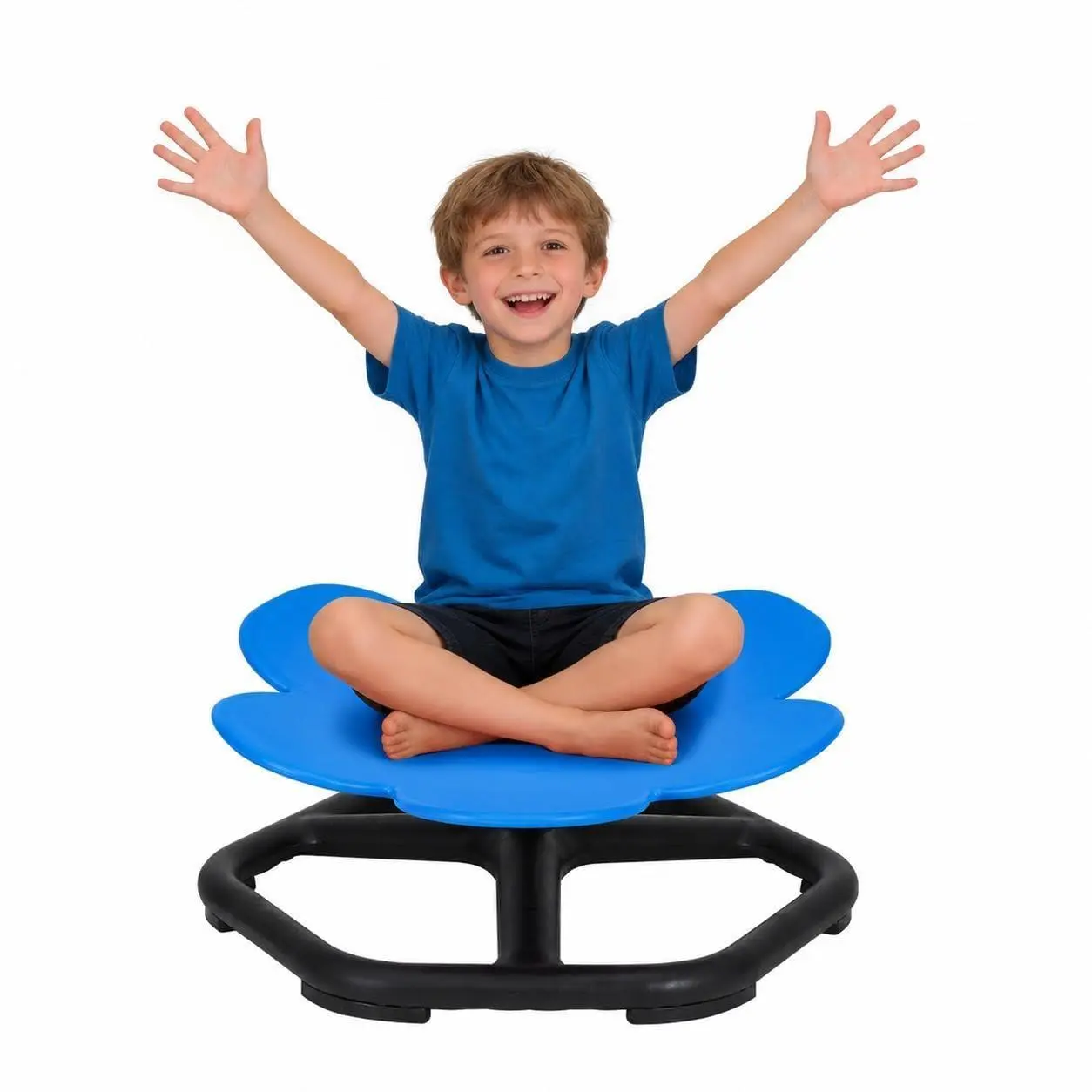 Spinning Chair for Autistic Kids with Sensory Swivel Design, 220LBS Weight Capacity for Children with ADHD Autism, Non-Slip Body Coordination Training in Flowers and Blue