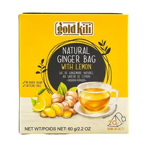 GOLDKILI Singapore Instant Lemon Ginger Tea Powder - 20 Sachets, 60g - Natural Warming Herbal Drink for Soothing & Refreshment