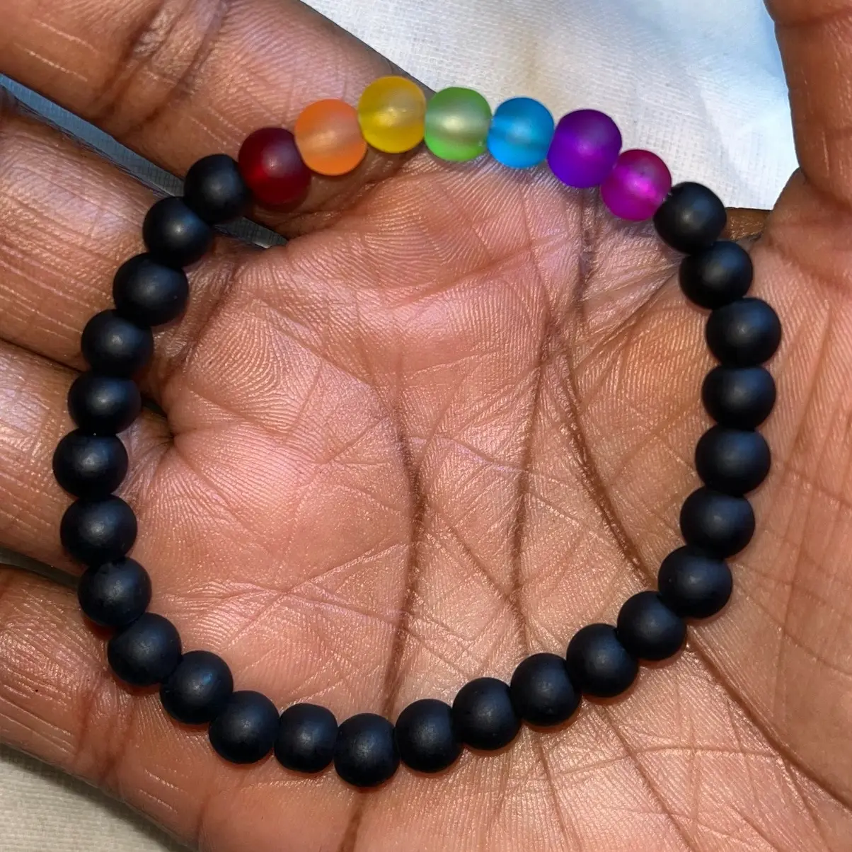 Rainbow 1 rainbow color with black beads.