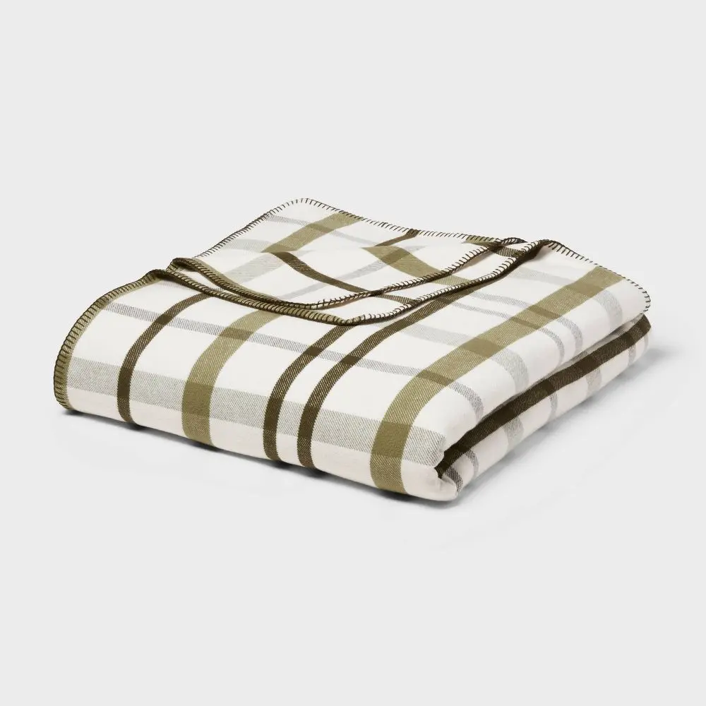Brushed Cotton Blanket Plaid - Threshold