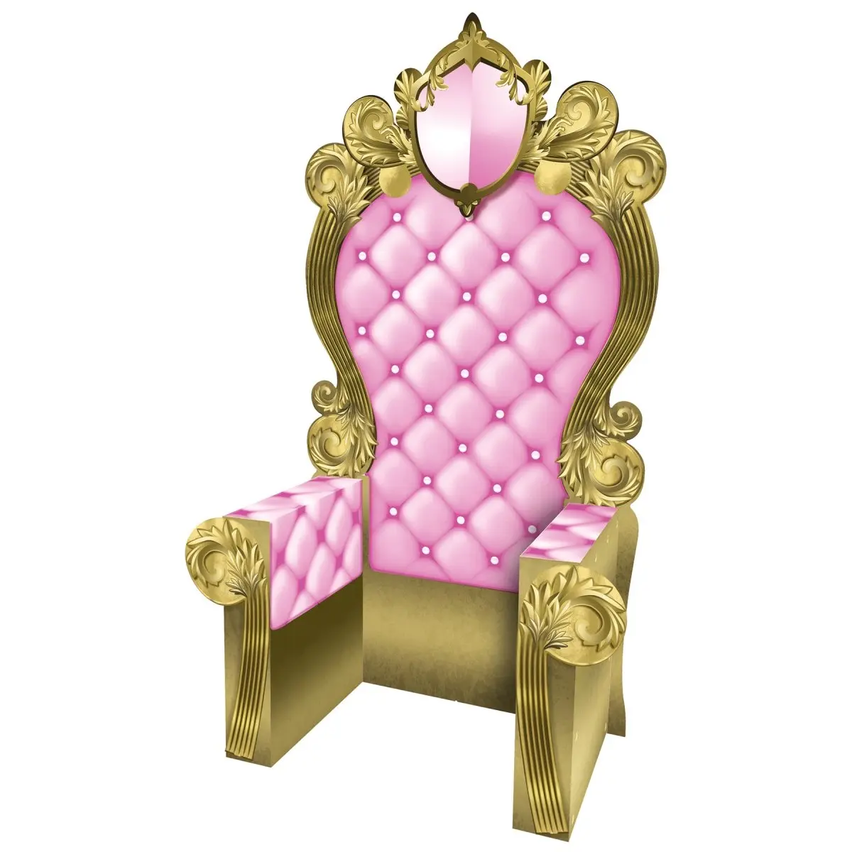 Beistle Regal Life-Sized Throne Prop, 3-D Cardboard Photo Booth Decoration for Birthday & Prom Parties, Pink and Gold, Pack of 12