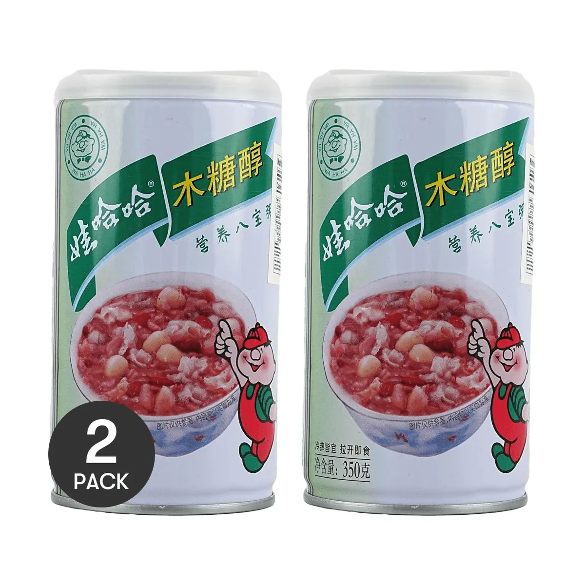 2 Pack WAHAHA Xylitol Red Bean & Rice Porridge 350g - Sugar-Free Healthy Breakfast, Diabetic Friendly, Fitness Fuel