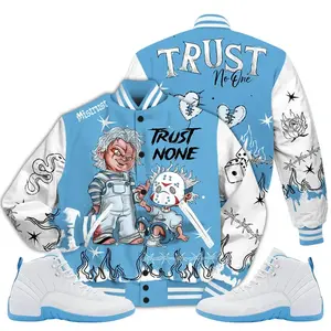 12 Melo Varsity Jacket, 2025 Retro Melo 12s Shirt, Trust None Graffiti Couples Jacket, Baseball Varsity Jacket, Sporty Streetwear Look, Everyday Casual Jacket