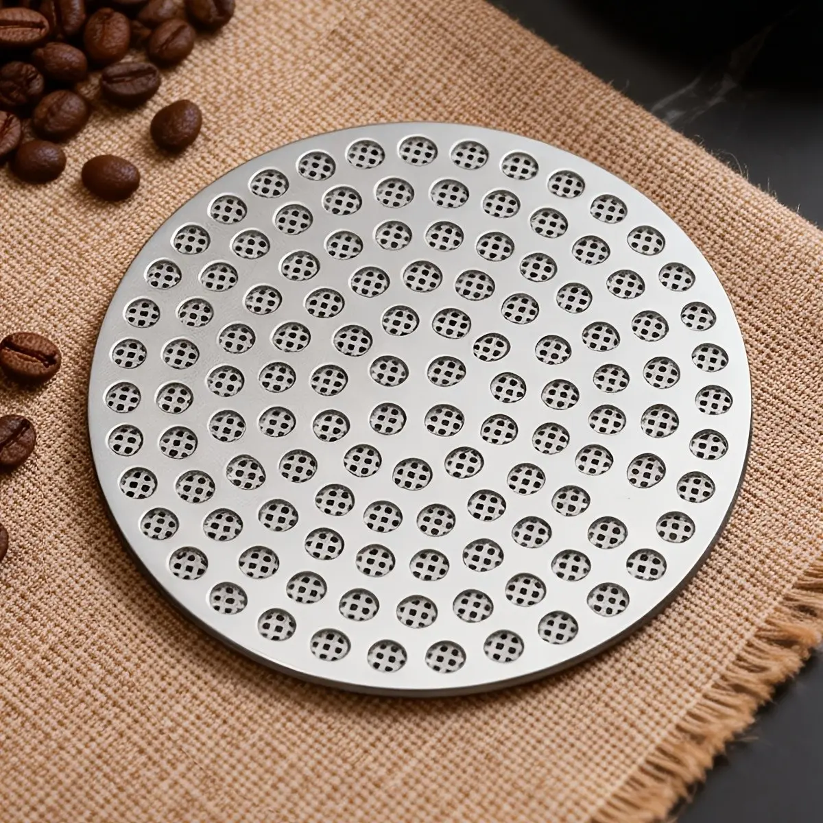 51/53/58mm Double-Layer Coffee Puck Screen, Portafilter Compatibility, Stainless Steel Durable Espresso Coffee Filter, Coffee Equipment, Reusable Coffee Filter Screen, Enhances Espresso Extraction