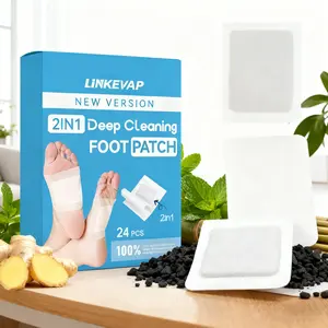 LINKEVAP 24pcs Foot Detox Pads Ginger & Bamboo Charcoal Herbal Patch for Deep Cleansing Stress Relief Improved Sleep Toxin Removal Healthcare Therapy Solution