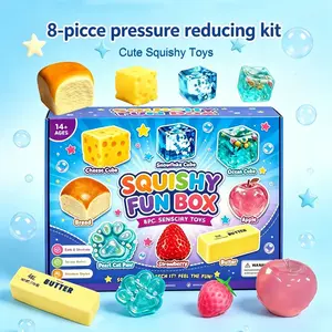 8-Piece Set Box Malt Sugar Stress Relief Fidget Toys, Sensory Bundle, Creative Slow-Return Squishy, Party Gift, 8 Different Styles,Squishy Fun Set