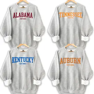 Distressed Varsity Style Sweatshirt Unisex Classic Fleece Pullover Vintage Athletic Look Casual Layering Outfit for Students Campus Style, Gift for Friends & Family on Back to School & Holidays