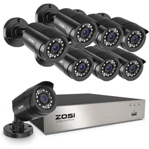 ZOSI 1080P 8CH Home Security Camera System Outdoor Indoor, AI Human/Vehicle Detection, Night Vision, H.265+ 8 Channel CCTV DVR, 8pcs 1080P 1920TVL Surveillance Bullet Cameras (No HDD)