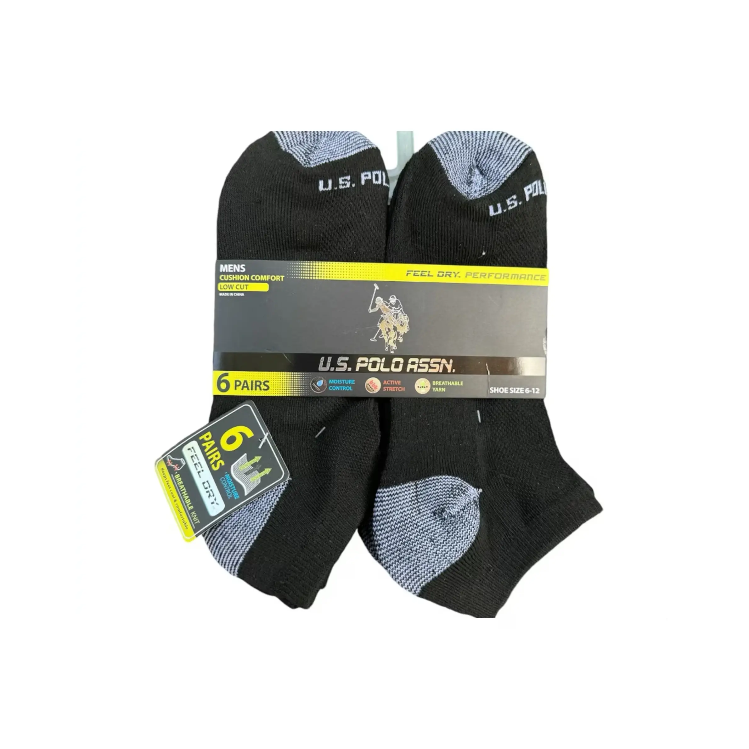 U.S. Polo Assn. Men’s Low Cut Comfort 6 Pairs Socks Pack "Feel Dry & Breathable Knit"