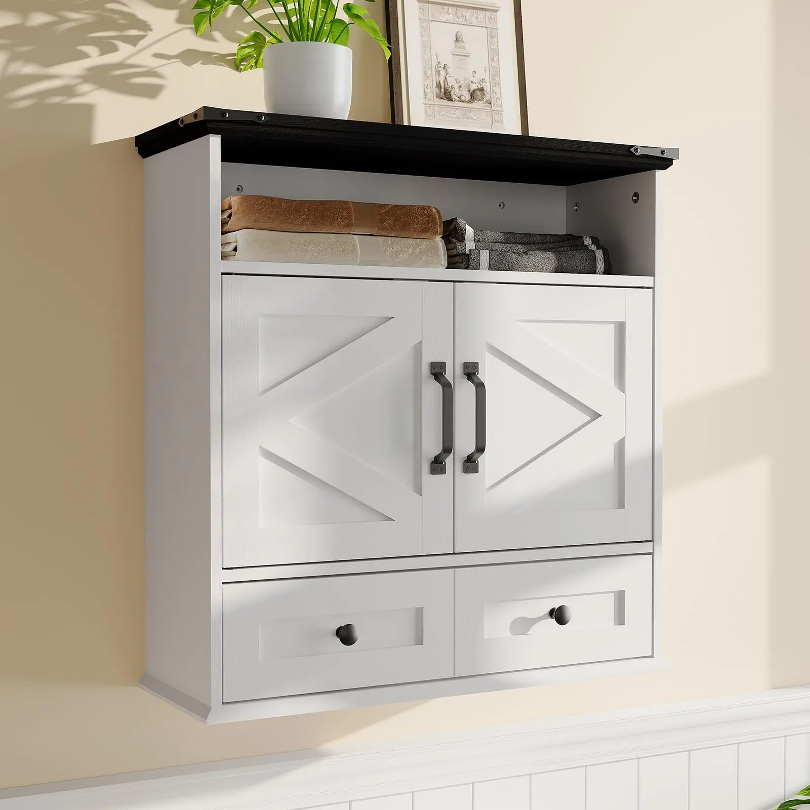 Summervibes Flash sale home items Wall Mounted Bathroom Cabinet with Barn Doors – 25x23.6x9 Inch Medicine Cabinet with Adjustable Shelf – Over Toilet Storage Organizer for Bathroom, Kitchen, Laundry, Entryway