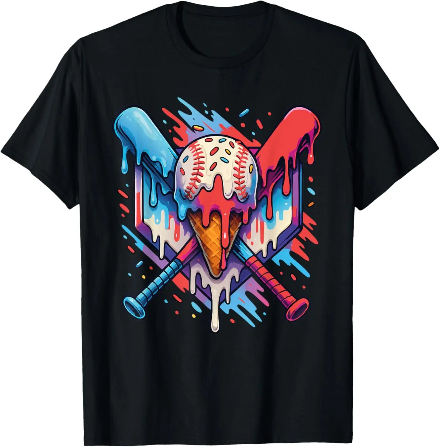 Baseball drip baseball lifestyle 101 youth boys ice cream T-Shirt Cotton Fabric