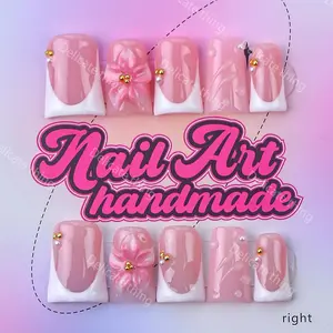 Delicatething Y2K Style Duckbill Nail Tips, Handmade Wearable Nails, 4 Sizes XS S M L, Perfect Gift for Girls, Family Gatherings, Dates, Parties