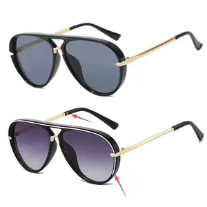 2026 Pilot Aviator Sunglasses, UV400 Gold Trim Black Frame Trendy Unisex Shades