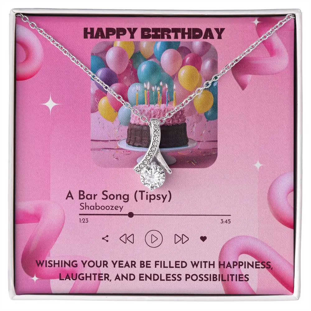 Happy Birthday- Ribbon shaped pendant Necklace necklace charm necklace