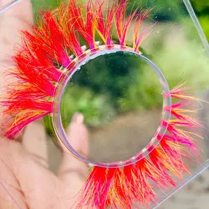False Eyelash Extensions Peachy Colored Strip in Yellow, Orange and Pink - Makeup - Cosmetic, Eyelashes Extensions
