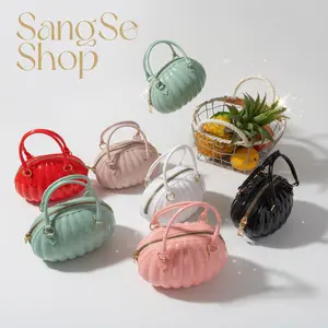Women's Cute Pumpkin Shaped PVC Crossbody Bag - 2026 New Mini Top Handle Purse, Lightweight Novelty All-Match Small Tote for Daily Outings, Travel