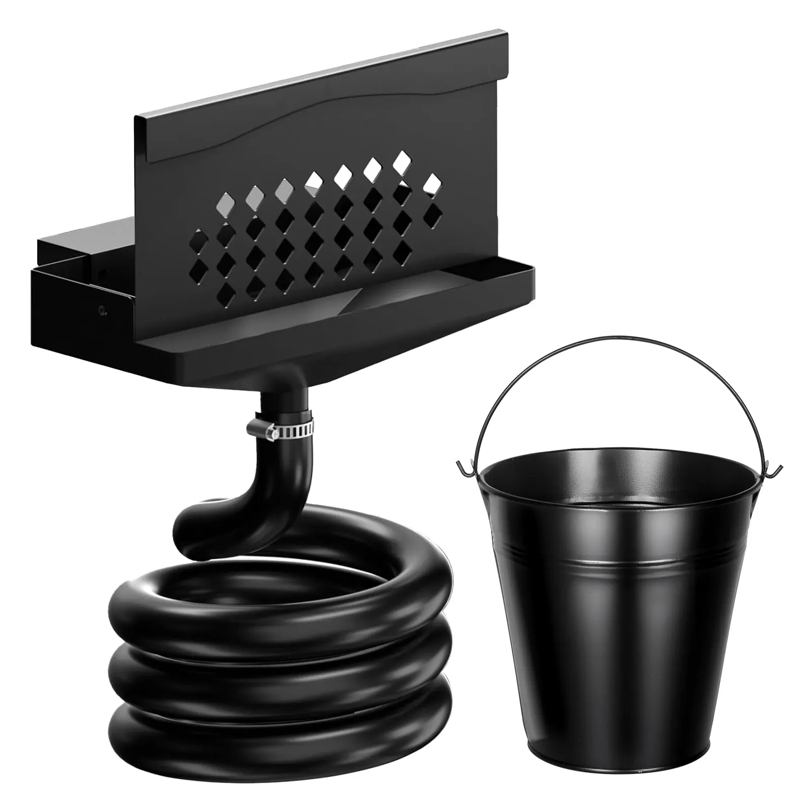 Blackstone Griddle Rear Catcher with Collection Bucket & 3.5FT Heat-Resistant Silicone Hose, Heavy-Duty Trap for Outdoor BBQ, Kitchen Cooking, Barbecue Accessories, Grilling Gear, Grilling Barbecue Accessories