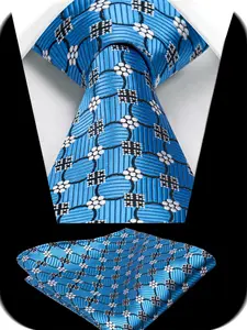 Men's Fashion Striped Print Tie Set, 2-Piece Necktie and Handkerchief Set, Business Daily Wedding Party Wear, Stylish Accessory for Men
