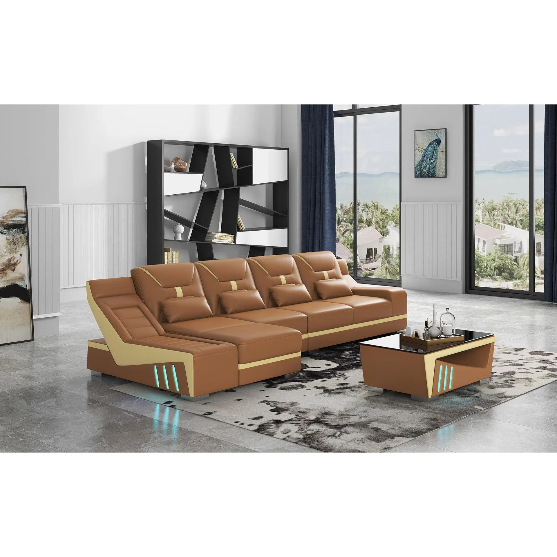 Odyssey Modern Small Leather Sectional