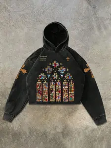 Men's Cool Hooded Sweatshirt, Heavyweight Cotton Hoodie, Fitted Street Style, Pure Cotton Fabric, Comfortable & Stylish, Suitable for All Seasons