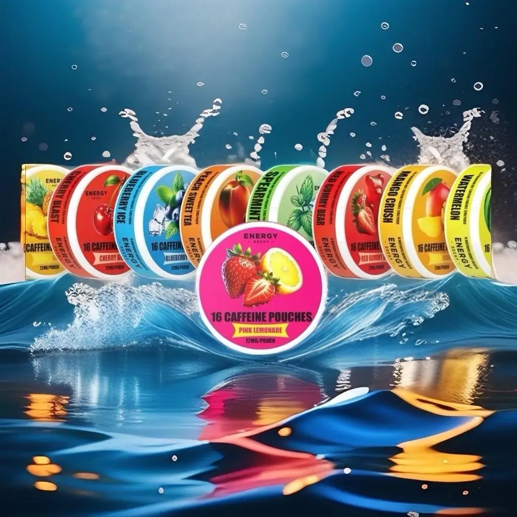 CAFFEINATED POUCHES 9JARS - 16 Pouches with 72mg Caffeine, Sweet & Natural Flavor, Energy Drink Sugar-Free Nootropic Beverage