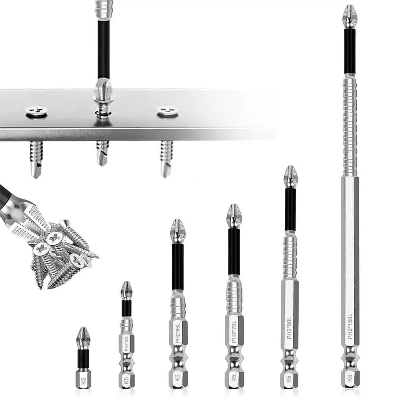 6-Pack Titanium Alloy Impact Screwdriver Set, Non-Slip Cross Head, Super Hard Magnetic Hand Tool