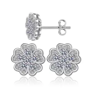 Silver Floral Stud Earrings, Flower Cubic Zirconia Stud Earrings set , Screw Back/Butterfly Back Jewelry, Ideal Birthday, Mother’s Day, Unisex Christmas Gift for Men Women, Wedding