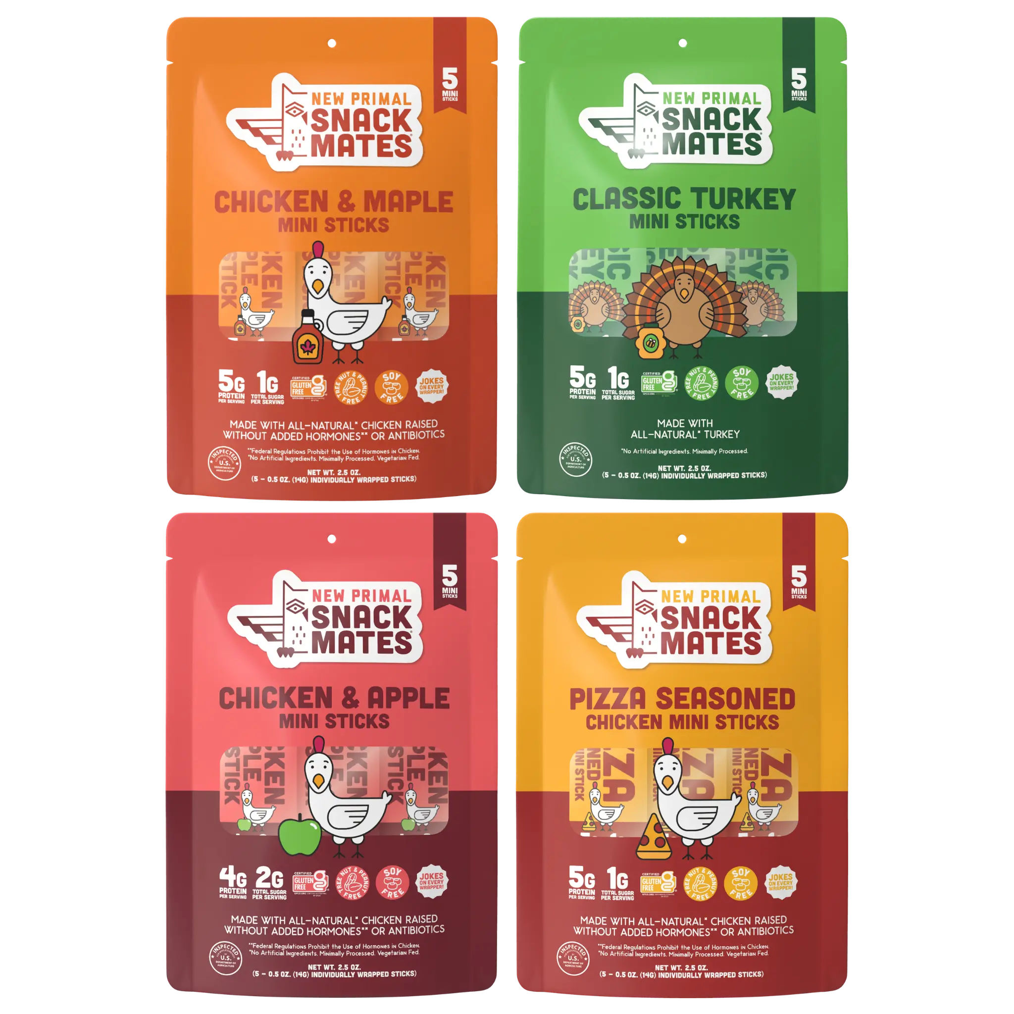 Snack Mates Mini Meat Sticks Bundle (4 Packs, 20 Mini Sticks)