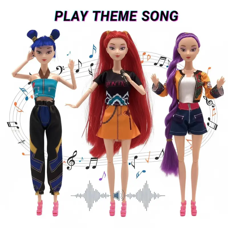 Gift For Valentines K-pop Demon Hunters Anime action figure doll 11.5 inches–12 Joint Movable Anime-Rumi, Mira and Zoey, Anime-Inspired Collectible Dolls, Mystery Box Merch Gift for Fans & Kids-desk display-Kpop Idol Merch Collectibles Playable theme song