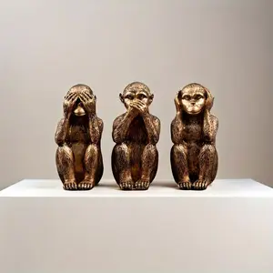 2026 new 3-piece handmade monkey statue - personalized design, available in 2 colors, suitable for indoor, garden, balcony, and an atmosphere decoration item for festivals such as Halloween, Home Decor Accessory, Decor Figurine