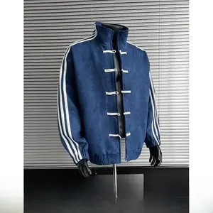 Silk Stand Collar Button Jacket, Spring Loose Fit Traditional Tang Suit Outerwear Coat