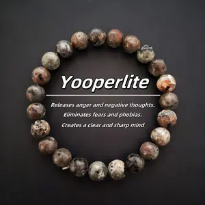 * Yooperlite Bracelet Releases Anger And Negative Thoughts, Eliminates Fears And Phobias, Creates A Clear And Sharp Mind Healing Crystal Bead Gorgeous Stone Gemstone Jewelry Energy Girlfriend Boyfriend Souvenir Valentine Anniversary Birthday Gift