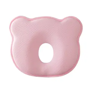Breathable Memory Sponge Head & Neck Support Pillow,Soft Silicone Baby Nap Pillow,  Flat Head Correction Side Sleep Pillow, Machine Washable Travel Pillow for Home Use