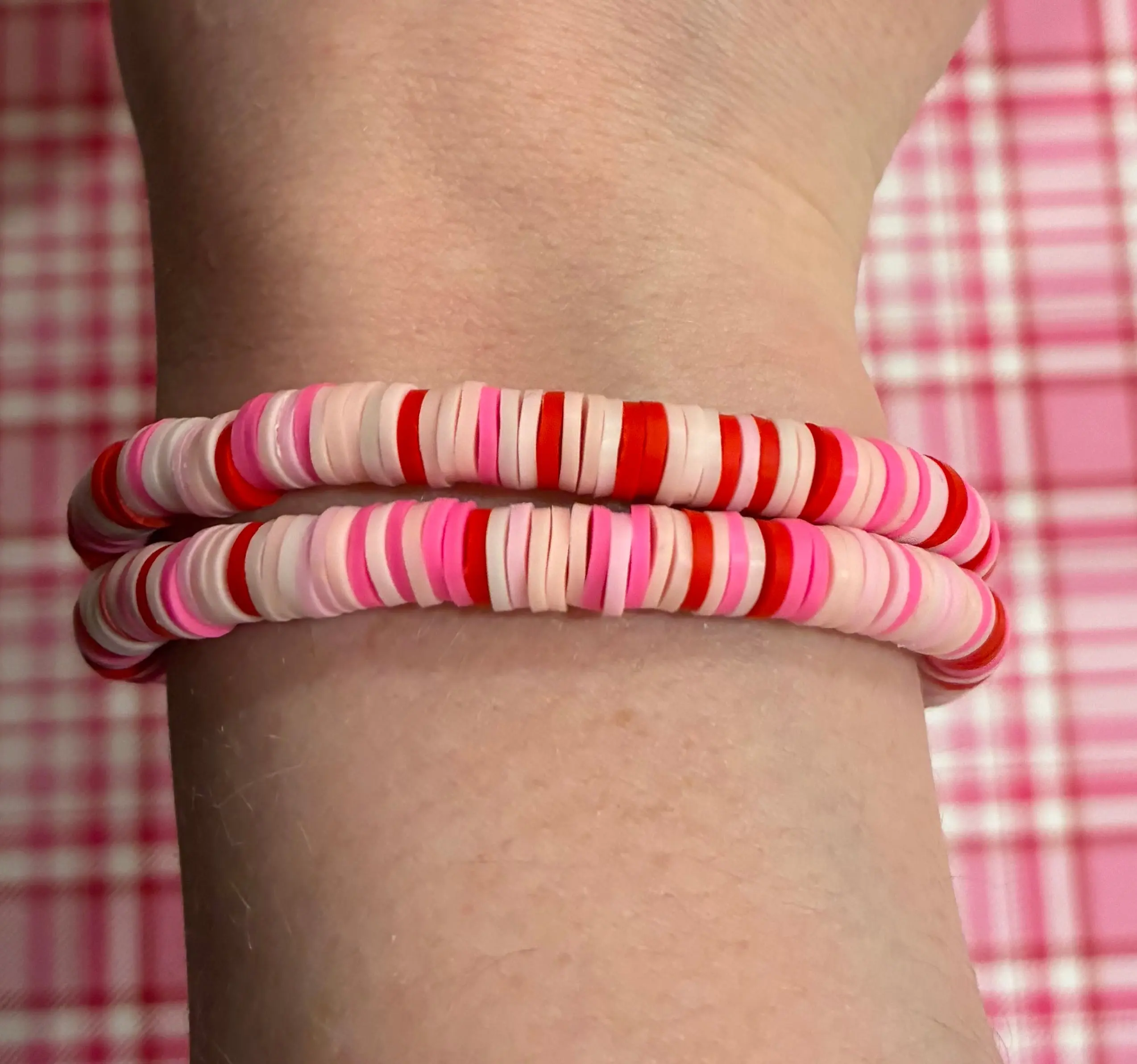 Valentines Day Clay Beaded Bracelet