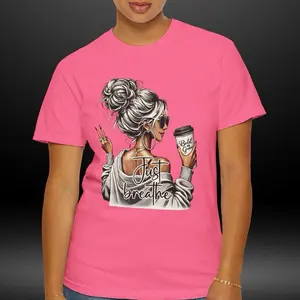Messy Bun Coffee Girl T-Shirt | Just Breathe Bold by Grace Graphic Tee