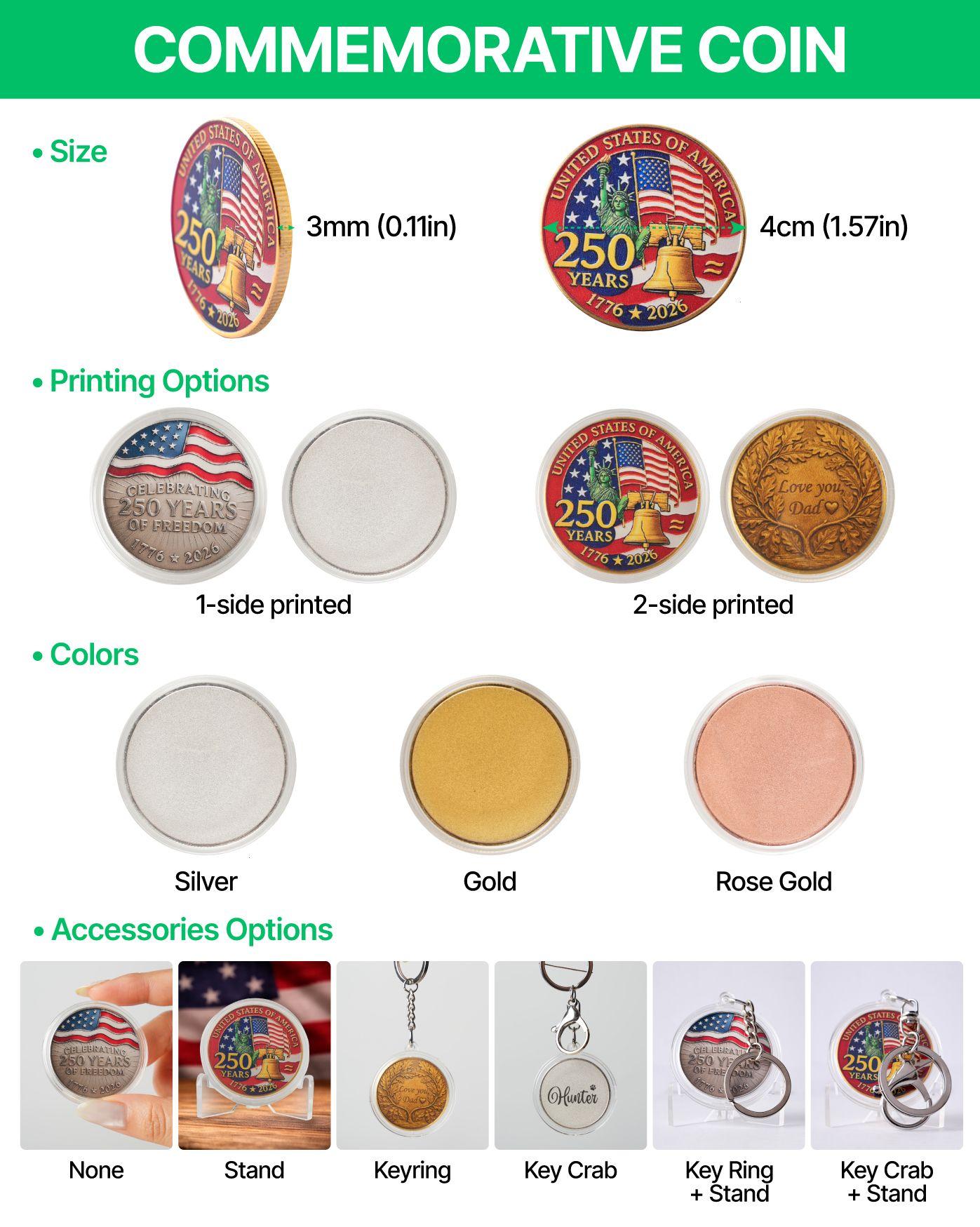 America 250th Anniversary Commemorative Coin, Semiquincentennial 1776-2026 Patriotic Eagle USA, July 4th Independence Day Gift, collectible coins, collectible coins