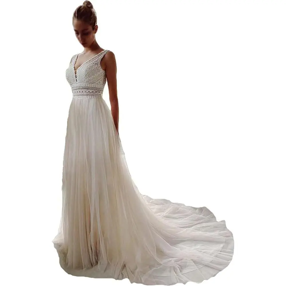 Wedding Dresses for Bride Illusory Lace Bohemia