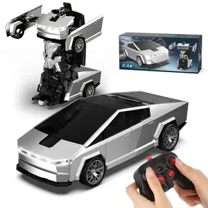 2.4Ghz RC Robot Car Transforming Truck 2 In 1 Deformation Vehicle 360 Rotation With Light Effect Race Toy For Boys Girls Remote Control Cars