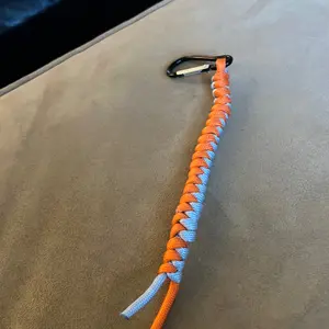 Blue and orange snake knot paracord keychain