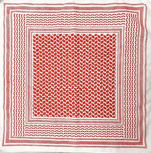 Stitch4Pali 100% Cotton Kuffiyeh Bandana - Red and White Traditional Jordanian Colors - Palestinian Owned Shop - USA Made and Printed in Los Angeles