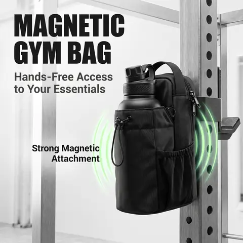 Magnetic Gym Bag – Hands-Free Water Bottle Holder Bag with Key Hook, Phone Pockets & Shoulder Strap,Multi-Compartment Waterproof High-Density Fabric Versatile Workout Pouch for Gym, Fitness & Daily Carry,Travel, Fishing, Organized Daypack Summer Finds