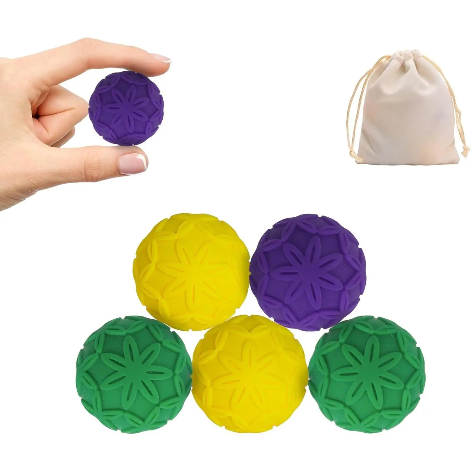 Textured Silicone Magnetic Balls, 5-Pack 33mm Silent Fidget Toy for Adults, Office Desk Stress Relief, Gift for Birthdays, Strong Magnet, Decoration, Classroom, Indoor, Non-Toxic, Rubber