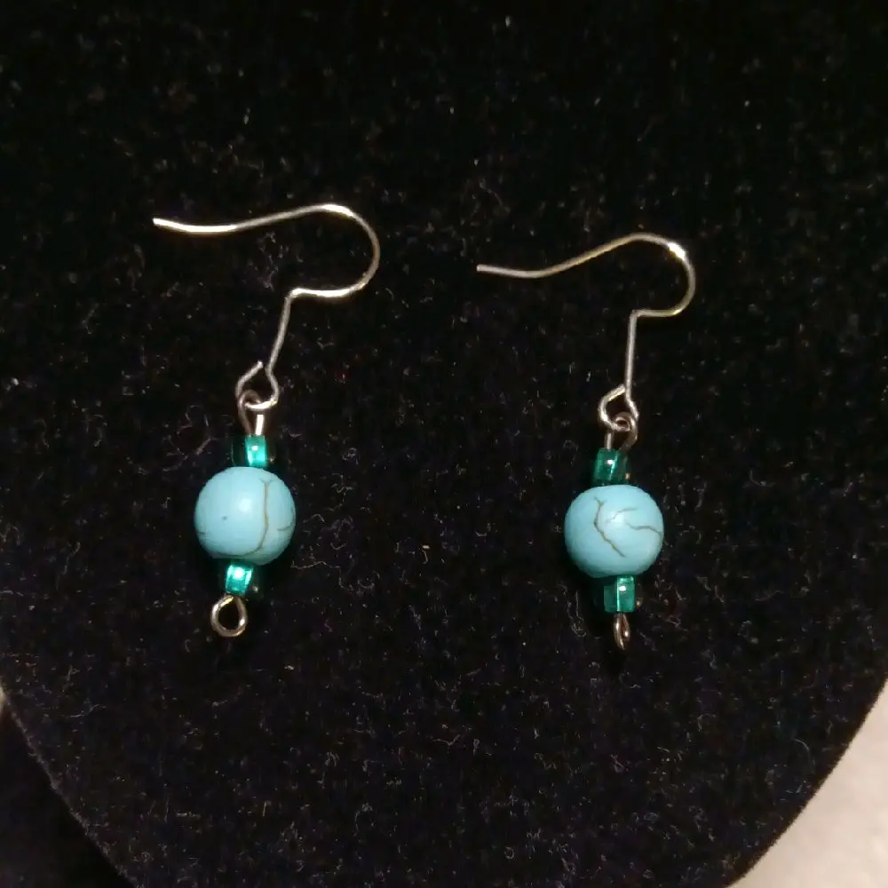 Turquoise and Teal Bead Earrings - Dainty Handmade Statement Jewelry for Daily Wear, Party Occasions