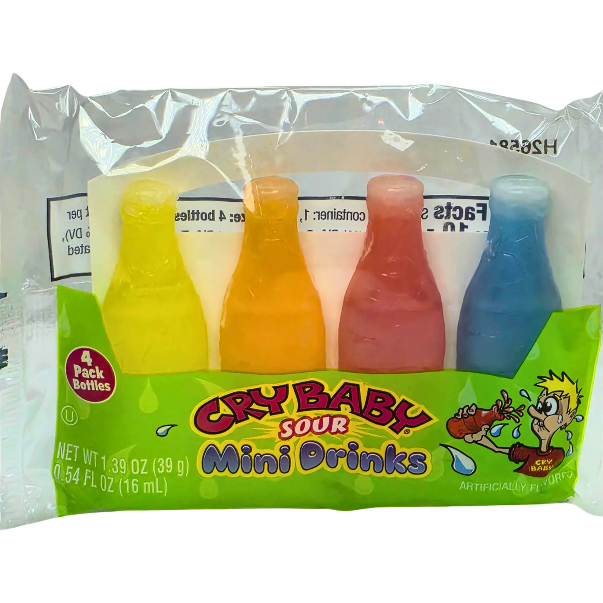 Cry Baby Sour Fruit Wax Candies, 4-Pack Nostalgic Retro Snack, Cholesterol-Free Wax Candy for All Ages, Ambient Storage & Room Temp Friendly Treat