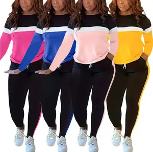 Women's Plus-size Sportswear Tracksuit Long-sleeved Crew Neck Sweatshirt,Plus Size Two Piece Outfits For Women Lounge Sets,  Jogging Sets Long Sleeve Tracksuit Athletic Fashion Activewear