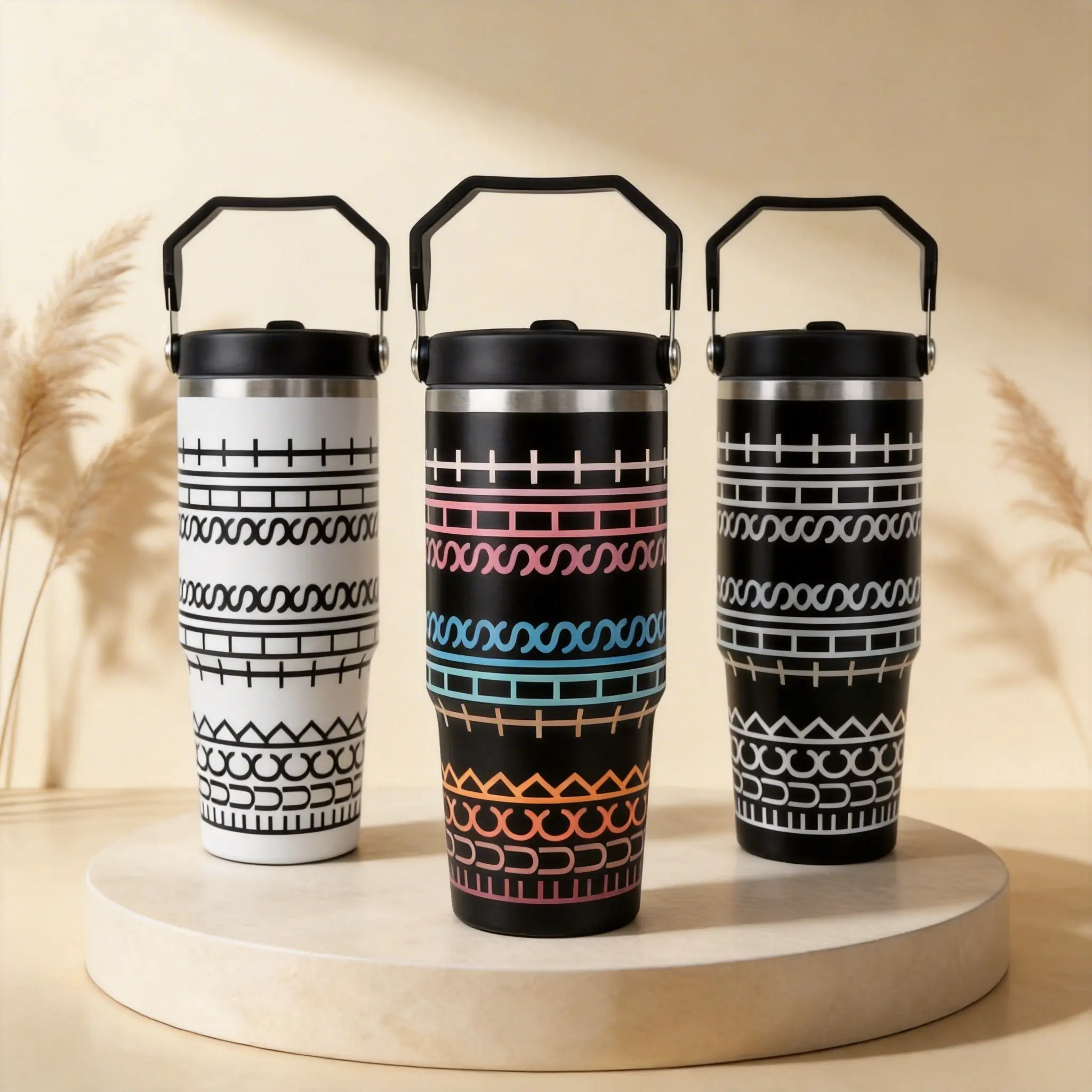 30oz Stainless Steel Wide Mouth Vacuum Flask with Lid and Straw - Portable Tumbler with Funny Office Humor "I'm Fine" Hidden Message, Sarcastic Coworker Birthday Gift