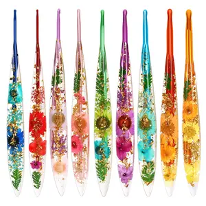9pcs Ergonomic Crochet Hooks Set, Crochet Set Kit, with Color-Coded Floral Patterns - 2.5mm-6mm Size Range, Durable Metal Crochet Hooks for Beginners & Advanced Crafters, Ideal For Blankets, Hats, Scarves, Crochet Items