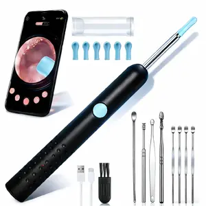 Ear Spoon Kit HD Camera WiFi Salon Style Clear Ear Wax 6 Tips for Dogs Cats iOS Android silicone ear cleaner angle wide picking tool Cleaning Stick with Earwax Remover Removal Camera Ear Cleaner Earpick Flashlight Ear Pick Set Ear Irrigation Kit