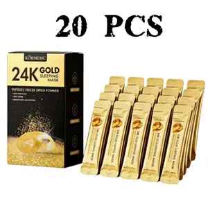 20pcs 24K Gold Peptide Overnight Sleep Mask | Hydrating Brightening Leave-On Mask for Radiant, Plump & Youthful-Looking Skin | Perfect Holiday Gift for Thanksgiving, Christmas & Valentine’s Day Skincare Present